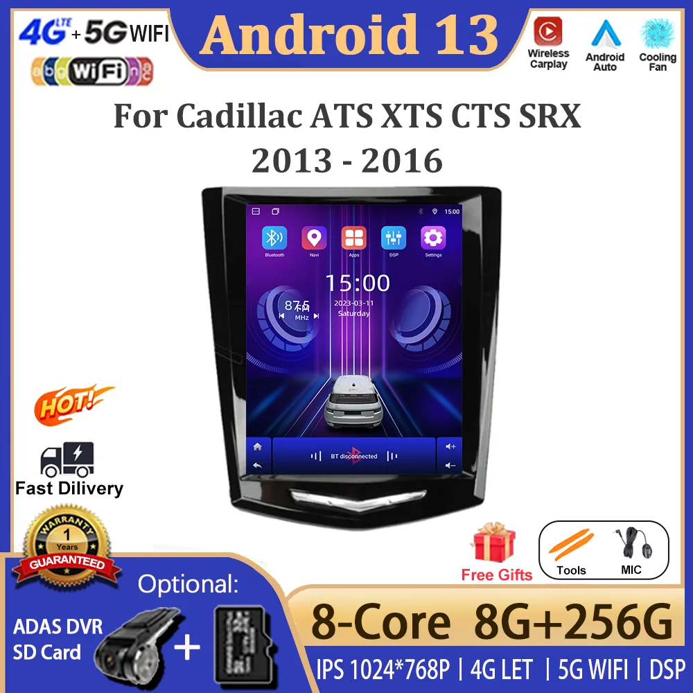 

Для Cadillac ATS XTS CTS SRX 2013 - 2016 9,7 ''Android 13 автомобильный видеоплеер навигация Мультимедиа Автомобильная Беспроводная копия