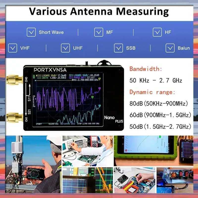 

AC18(Guaranteed) For Nanovna Handheld Antenna Analyzer 50Khz-2.7Ghz Vector Network Analyzer Spectrum Analyzer MF VHF UHF Ante