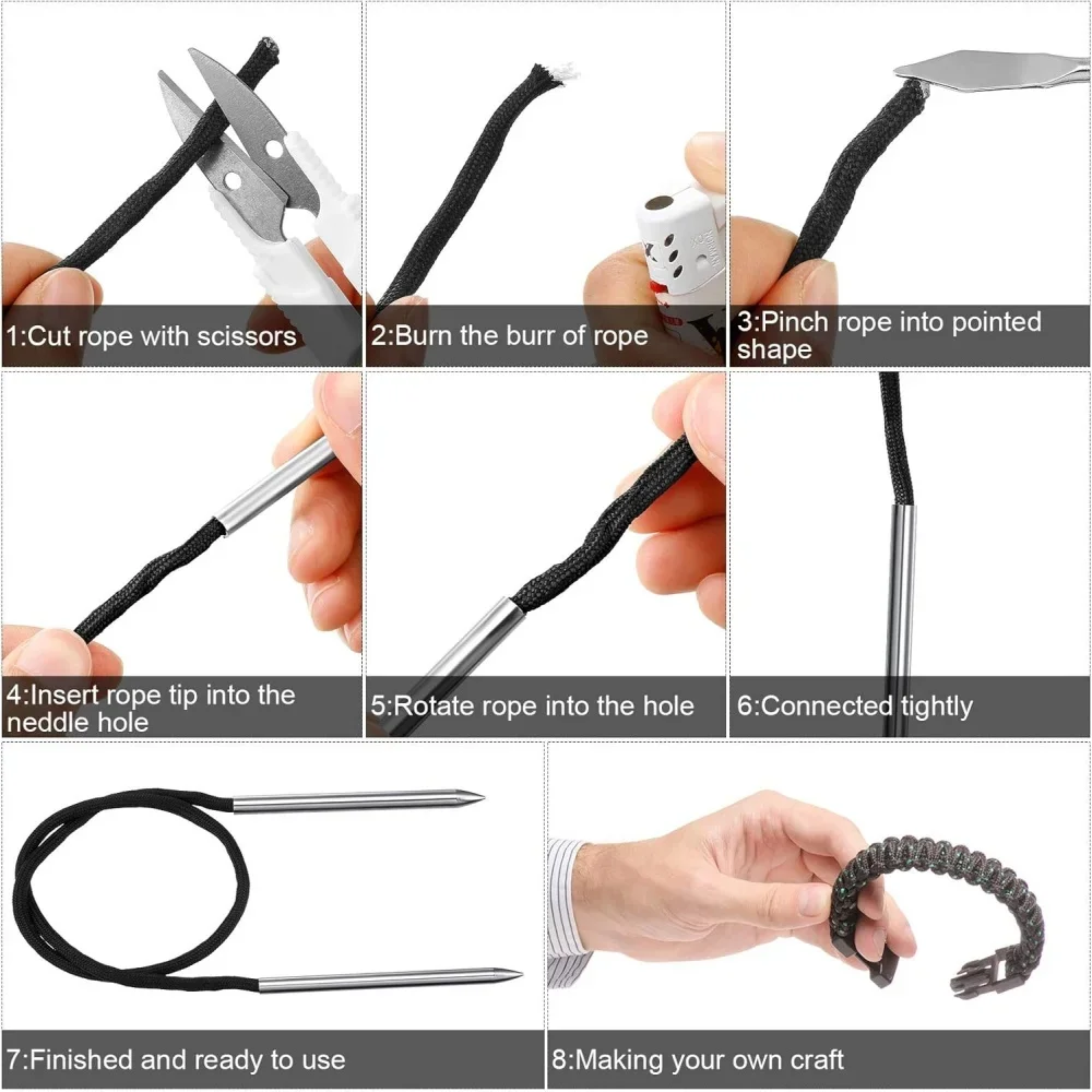 مجموعة Paracord Fid أداة عقدة جلدية مع أداة تنعيم إبر جلد Marlinspike لصناعة جلد Paracord