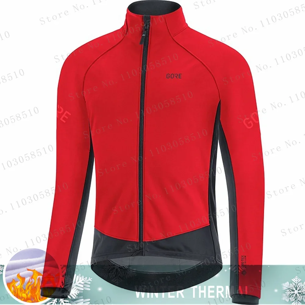 GORE Winter Jacket Thermal Fleece Bicycle Clothes Men's Cycling Jacket Warm Wool Long Sleeve Cycling Bike Clothing Sports Jacket