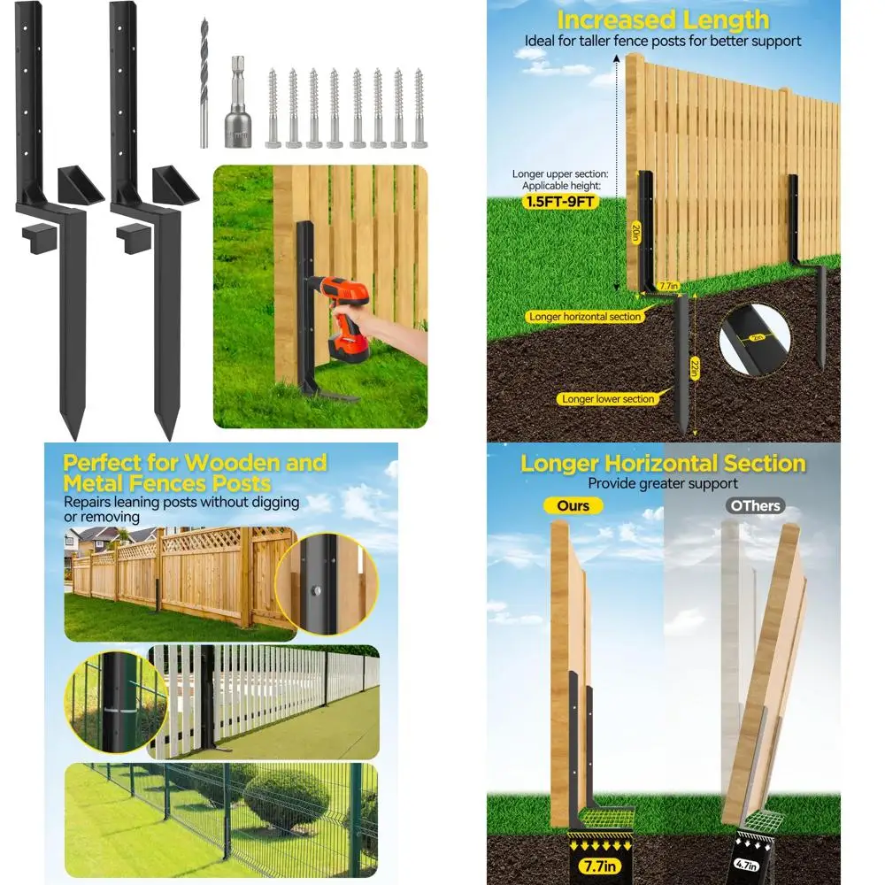 

Wooden Fence Post Repair Kit - 41 Inch Reinforced Support, Heavy Duty Mender for Fence Post Anchor, Long-Lasting Stability Solut