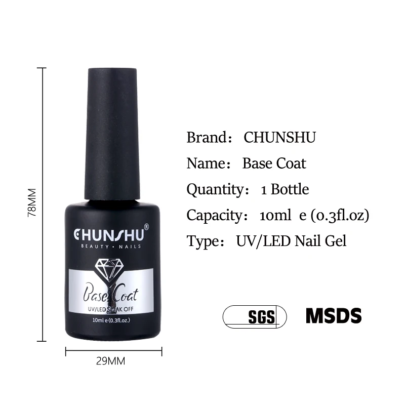 Chunshu Base Gel Top Coat Uv Gel Nagellak Weken Van Langdurige Transparante Functie Vernis Protect Nails Art Manicure 10Ml