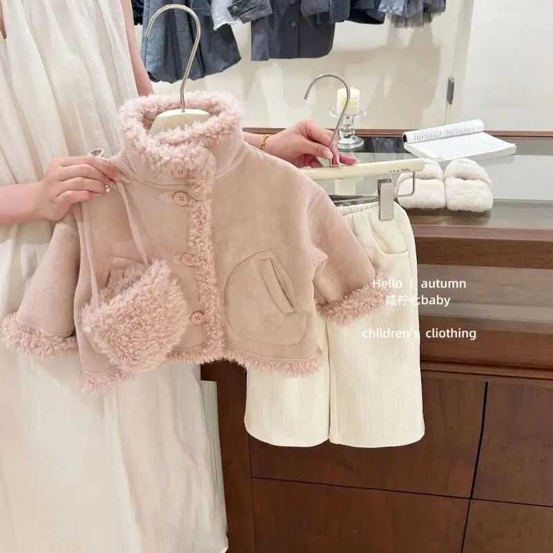 

2025 Girls' Autumn Winter Warmth Coat High Neck Tops Hooded Thicken Tops Comfortable Pure Color Jacket Children Clothes Casual