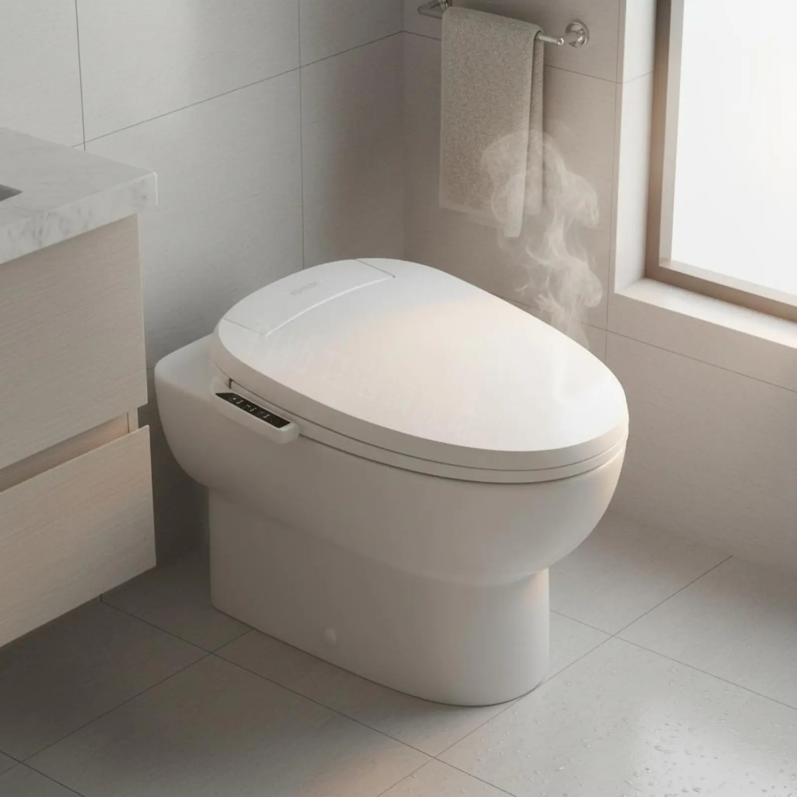 

Smart Bidet Toilet Seat Fast Heating Heated Bidet Toilet Seat Bathroom Fixture Instant Warm Water Self-Cleaning Nozzle