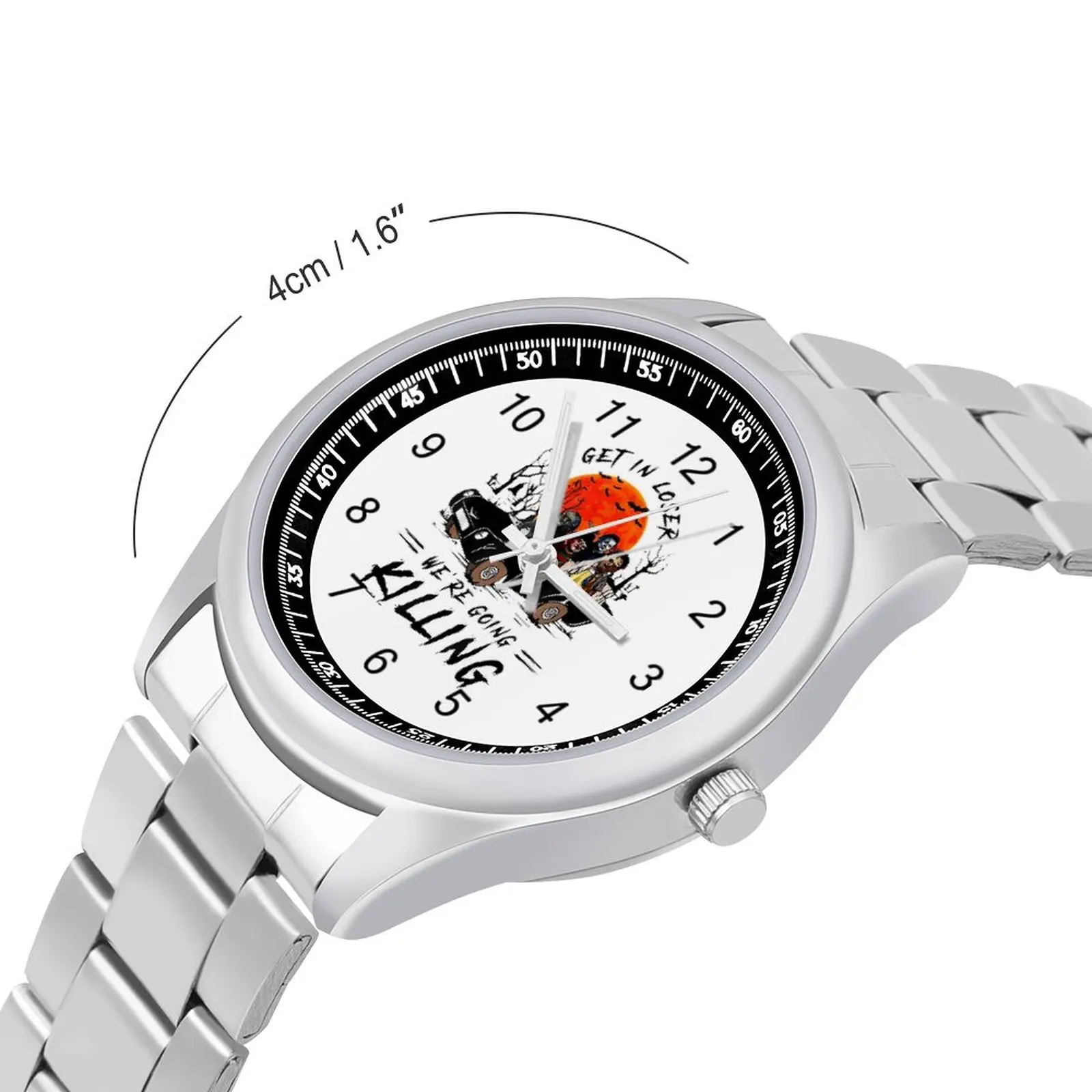 Get In Loser We\'re Going Killing Quartz Watch Halloween Scary Ghost Spooky Business Exclusive Wrist Watch Steel Wristwatch Gift