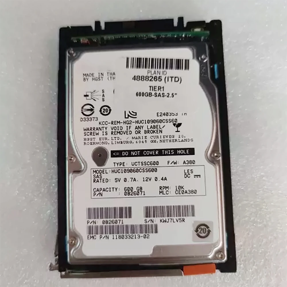 005050685 600GB HDD 10K 2.5'' SAS HUC109060CSS600 Storage Hard Disk For EMC