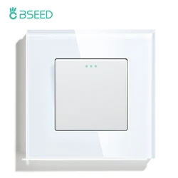 Bseed 1 Gang 1 Way 2 Way 3 Way Push Button Switch EU Standard Home Switch Black White Golden With Crystal Glass Panel