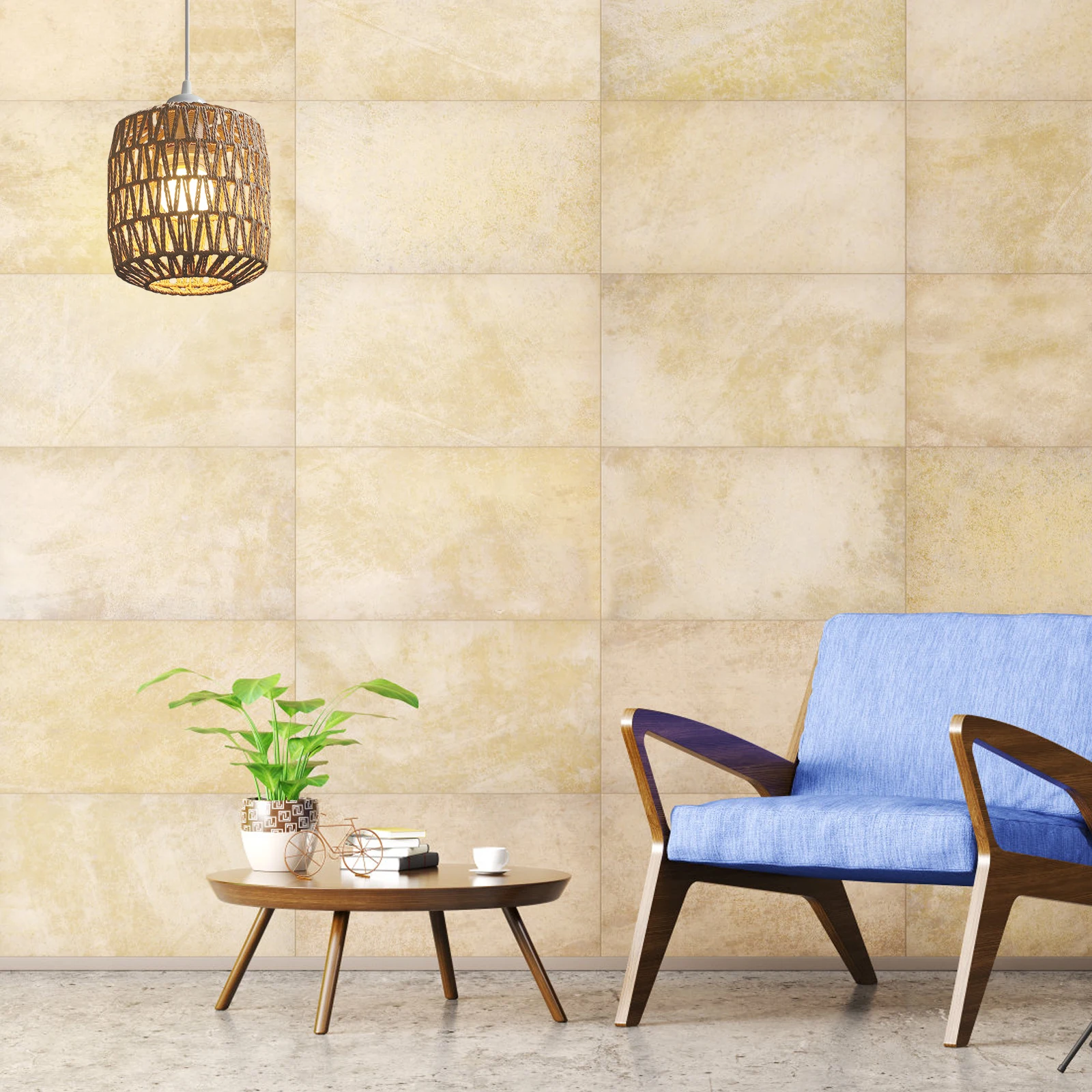

Woven Lampshade Handmade Pendant Lightshade Cardigan Color Macrame Rattan Hemp Rope Cover For Bedroom Cafe Bar