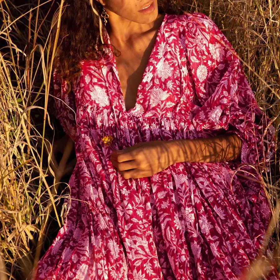 Zomerjurk Dameskleding Streetwear Katoenen Jurken Modieuze bedrukte verjaardagsjurk