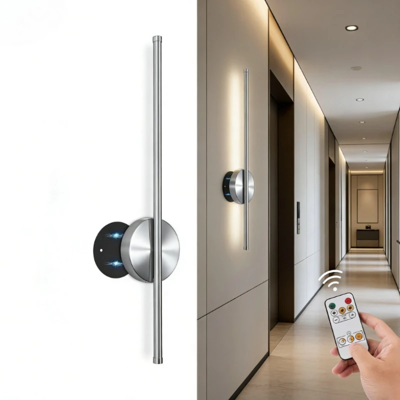 2PC 50CM Rechargeable LED Silve Wall Light Free Wall Sconce 
