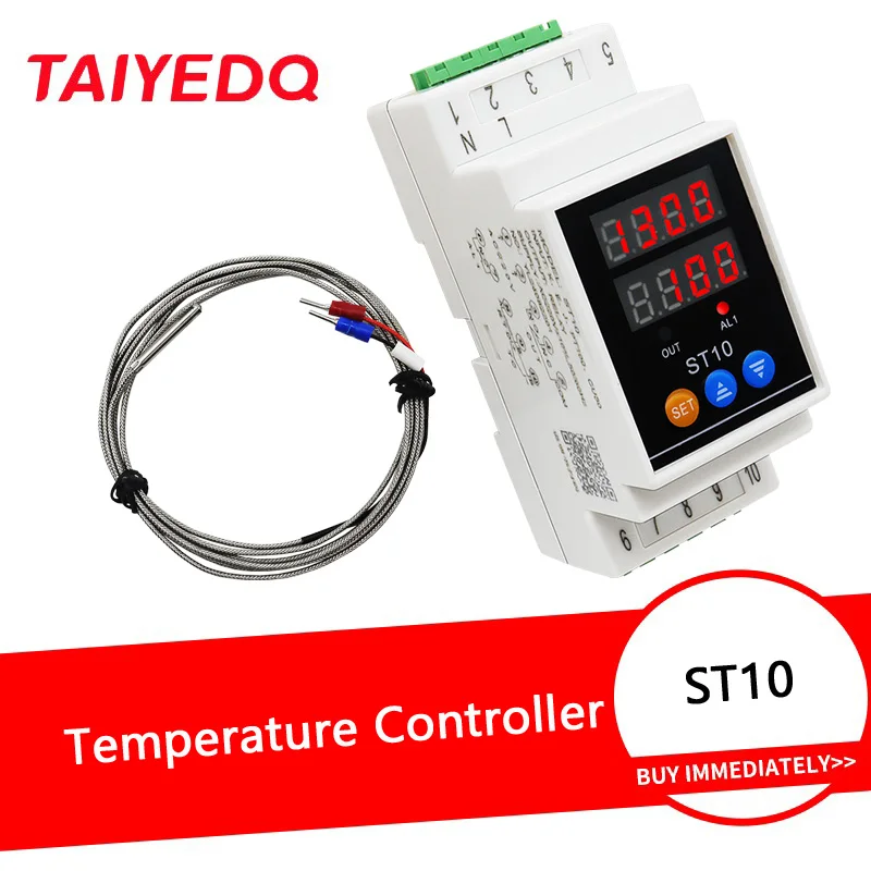 ST10 LED AC220V Digital Temperature controller PID Thermometer Alarm Output Thermocouple