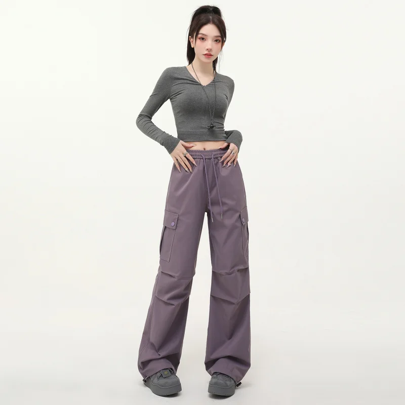 

American-style functional thick workwear cargo pants for women, autumn outdoor hiking and mountaineering paratrooper pants, casu