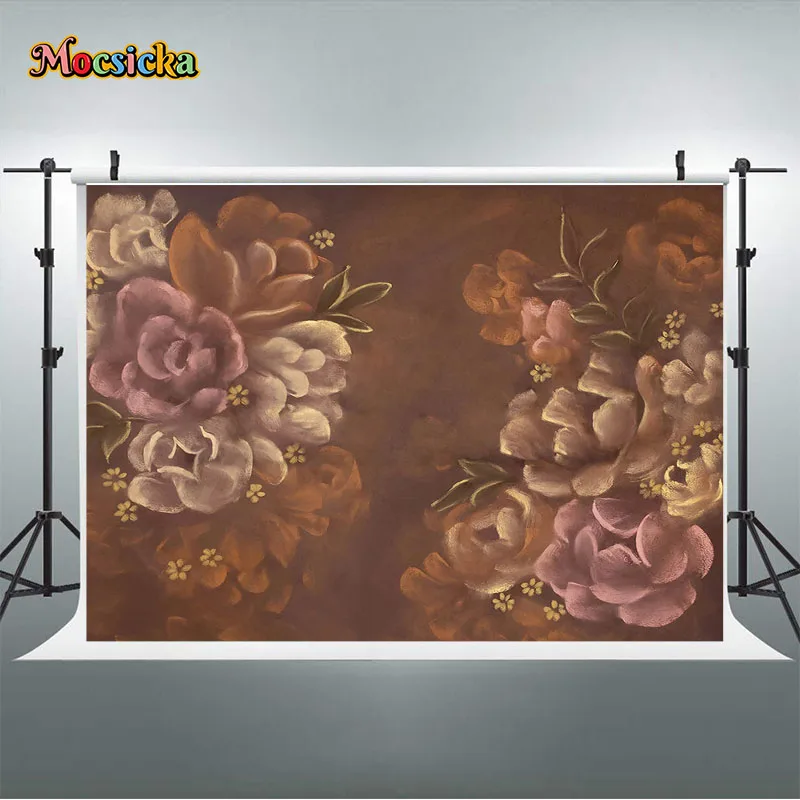 Abstract Flower Backrop Hand-painted Oil Background Painting Professional Portrait Photography Background Photo Props Banner