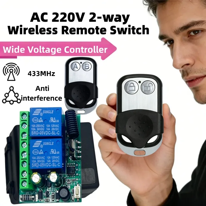 AC 85-250V Universal 433MHz Wireless Remote Control Switch Relay Receiver Module Garage Door Motor Signal Transmission