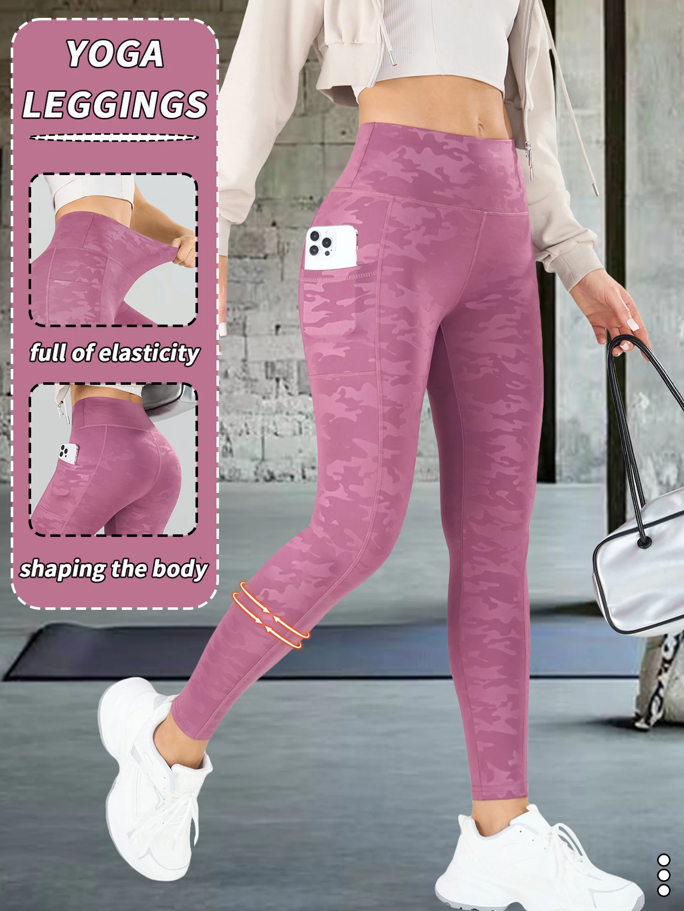 

1 outdoor sports print camouflage yoga pants fashionable slim fit women's tight pants double-sided Roman cloth