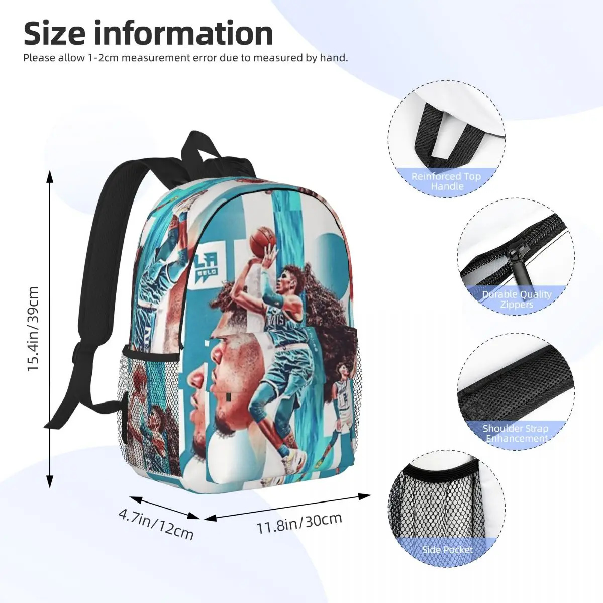 LaMelo Ball bedrukte lichtgewicht casual schooltas voor school, buiten, winkelen, kantoor 15 inch