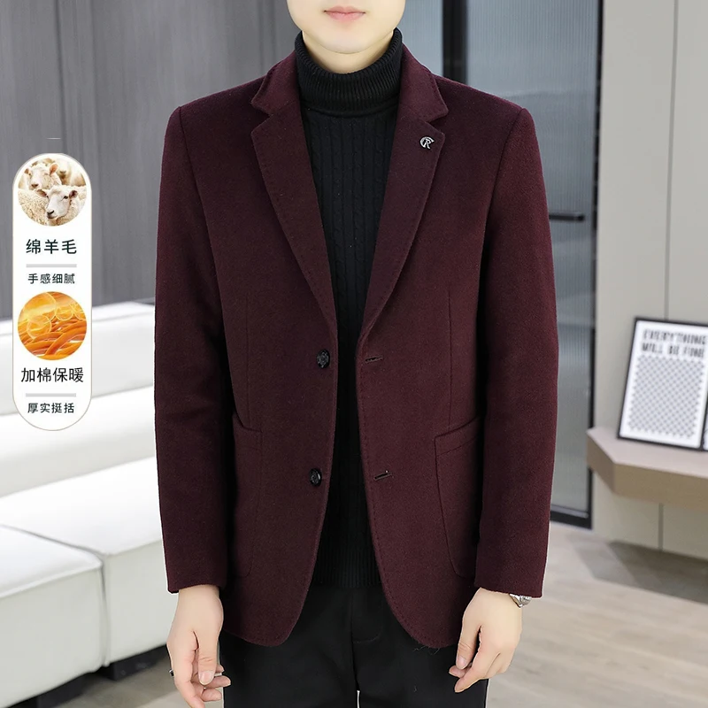 

High-quality, fashionable, cool, trendy, casual and business versatile 52 wool and cotton solid color men's suit jacket