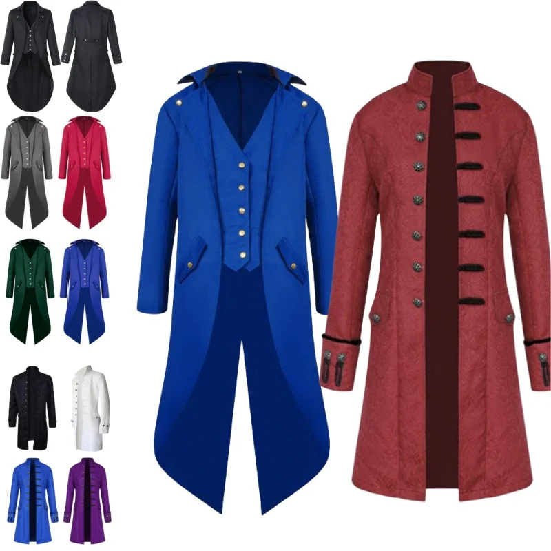 

Men Kids Medieval Steampunk Jacket Cosplay Costume Tailcoat Coat Medieval Victoria Jacket Cosplay Gothic Halloween Costumes