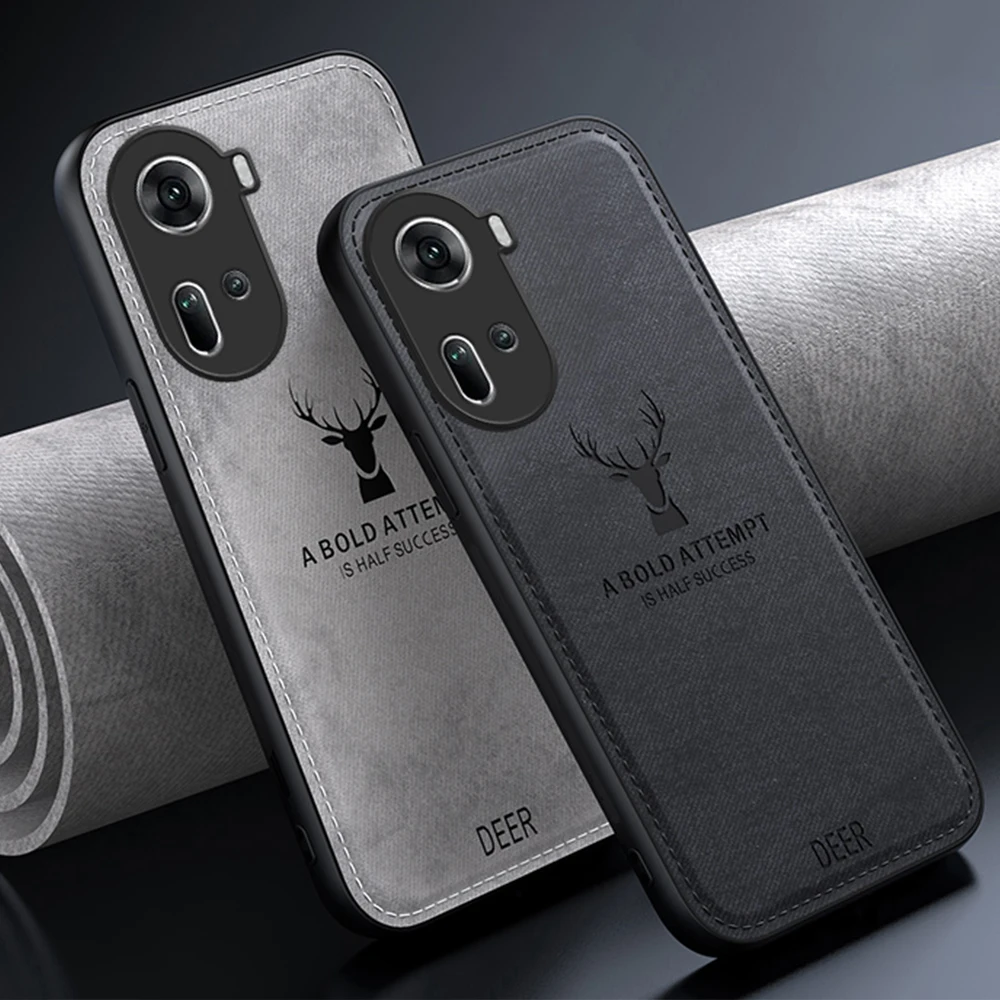 Fabric Case for Oppo Reno11 Global Cover Deer Matte Cloth Silicone Protection Luxury Phone Cover OppoReno11 CPH2599 Coque