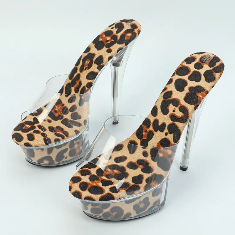 

14CM Women's Shoes Fashion Leopard Print Ultra High Heels Sandals for Woman Sexy Model Casual Shoes Designer Shoes Zapatos Mujer