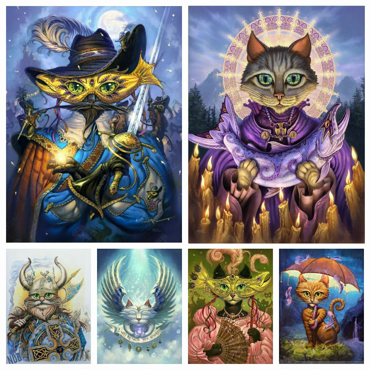 

5D Diamond Painting Fantasy Cavalier Viking Cat Mosaic Cross Stitch Art Pet Animal Picture Rhinestones Embroidery Home Decor