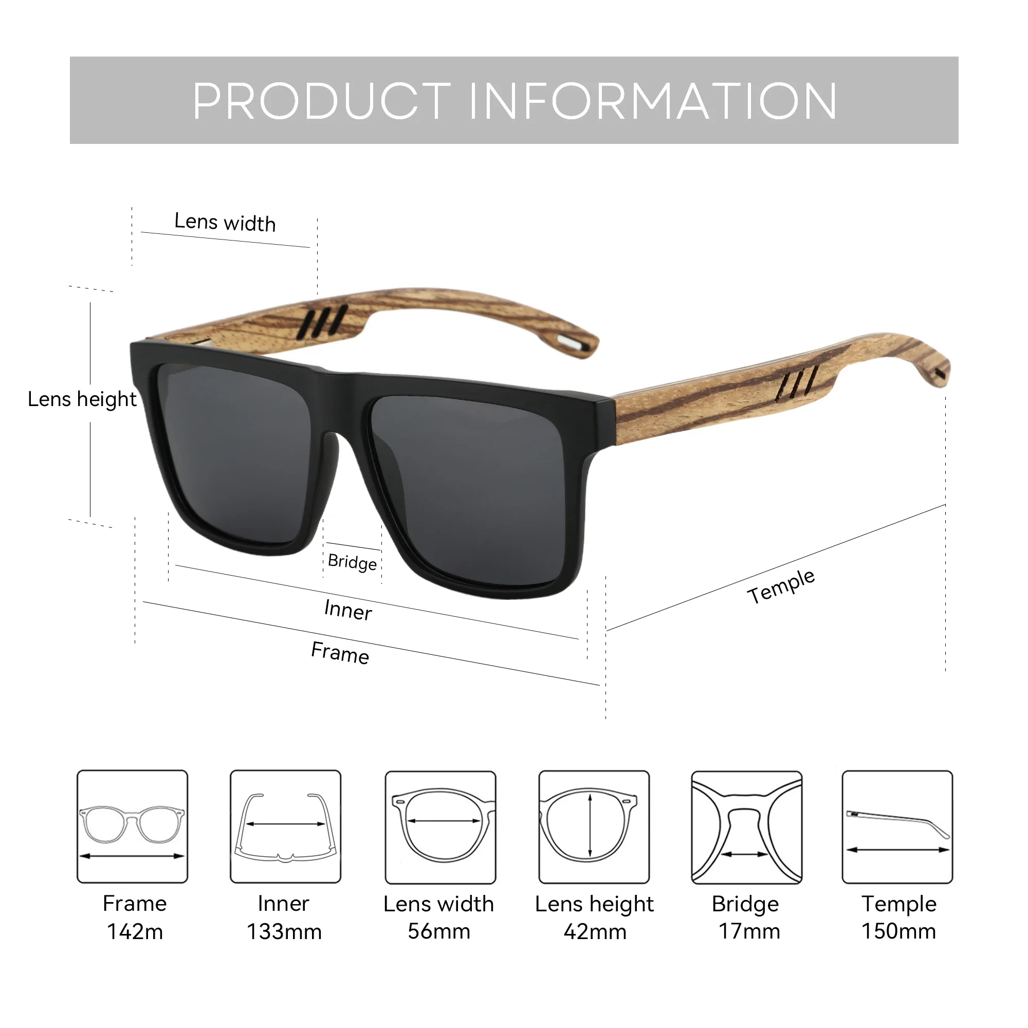 ZENOTTIC Fashion Walnut Wood Sunglasses Polarized Lenses for Men and Women | UV400 Protection