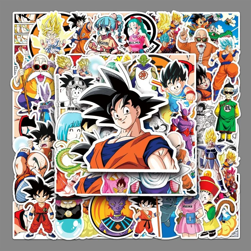 50 Pieces of Dragon Ball Waterproof Decoration Luggage, Phone Case, Computer, Guitar, Notebook Stickers for Multiple Characters