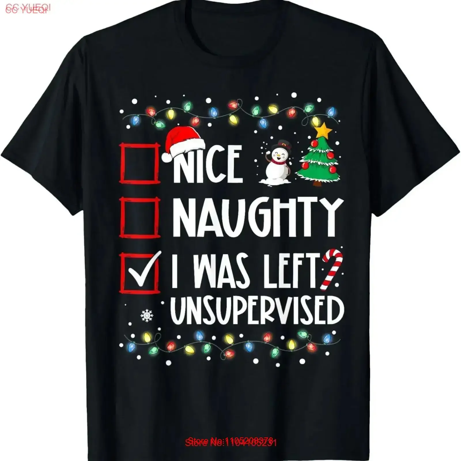 Nice Naughty I Was Left Unsupervised List Christmas Santa T Shirt  vintage Washed graphic designer clothes fashion homme