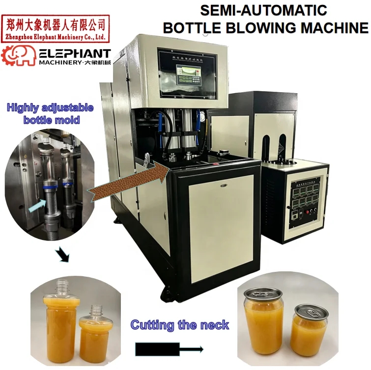 Customized 2cavity Semi Automatic Plastic PET Bottle Blowing Machine 202 211 Can Bottle Making By 28mm 1810 PET Preform Blowing