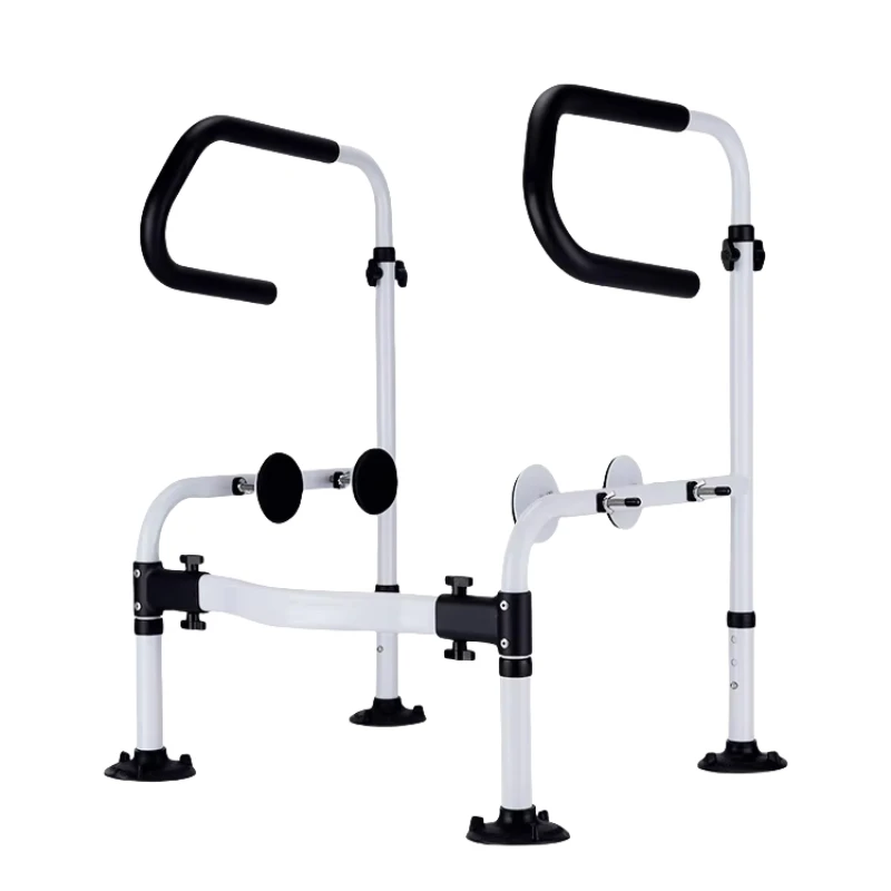 

Dual-function toilet handrails and handrails - steel frame support system with suction cup base