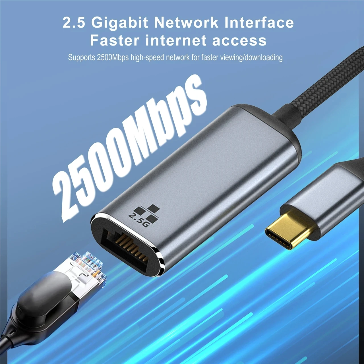 2500Mbps 2.5G USB C Ethernet Adapter 2.5 Gigabit Type C to Lan RJ45 Network Card for MacBook iPad Pro USB 3.0 Ethernet Adapter