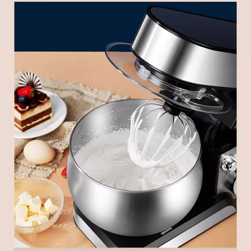 1200w 5L Stainless Steel Bowl 6-speed Kitchen Food Stand Mixer Cream Egg Whisk Whip Dough Kneading Mixer Blender