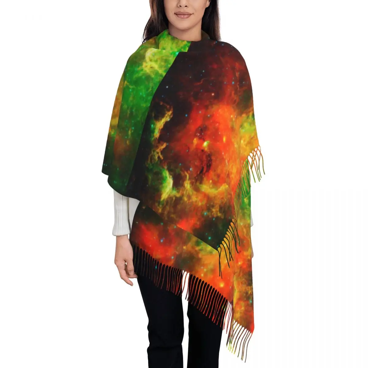 

Outdoor Scarf Winter Colorful Starry Nebula Shawls and Wraps Galay Print Custom Foulard Female Casual Head Scarves