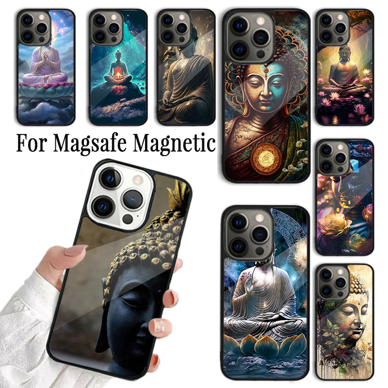 

Coque Phone Case For iPhone 16 15 14 13 12 Mini 11 Pro Max Plus Magsafe Magnetic Wireless Charging Cover Buddha Budha