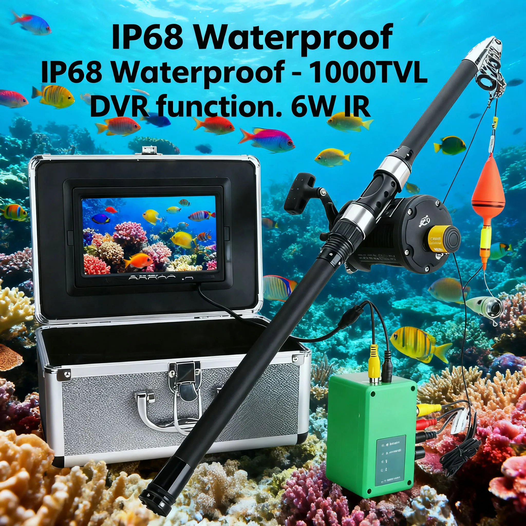 HD صياد السمك كاميرا الصيد تحت الماء 4500mA 6 واط IR المصابيح HD 1000TVL عجلة البحر اللون CCD مع 8 جيجابايت TF بطاقة شاشة ملونة #3