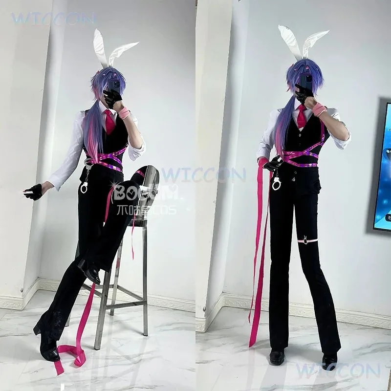 

a7d@Mikuu Doujin Cosplay Costume Mikku Rabbit Hole Men Ver Cosplay Costume Vest Shirt Pants Full Set Halloween Roleplaya7d@