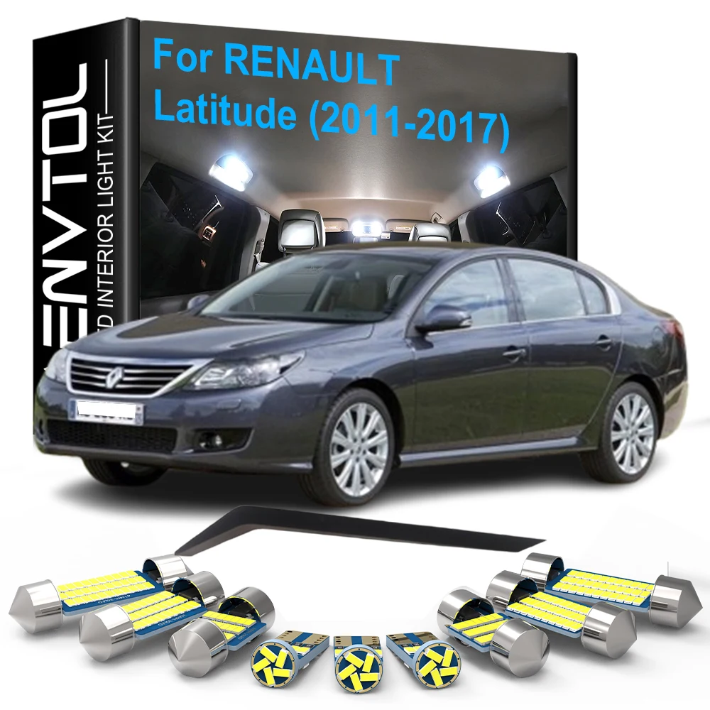 For Renault Latitude 2011-2017 Dome Vanity Mirror Trunk Glove box Foot Door License plate Lamps,22pcs LED Interior Lights Canbus