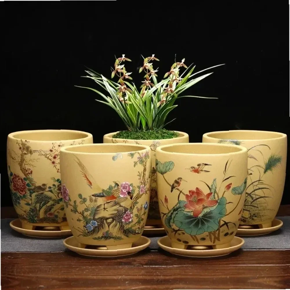 Purple Sand Flower Pot Tray High-end Boutique Orchid Dedicated Small Old Pile Tabletop Green Plant Garden