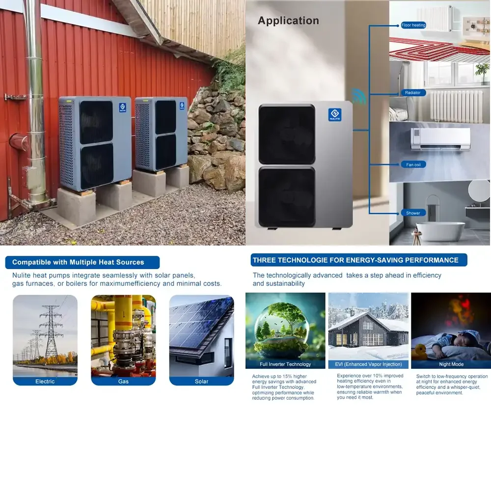 R290 25kw new energy heat pump 80 degree hot water 220V air source water heater, DC frequency conversion Evi