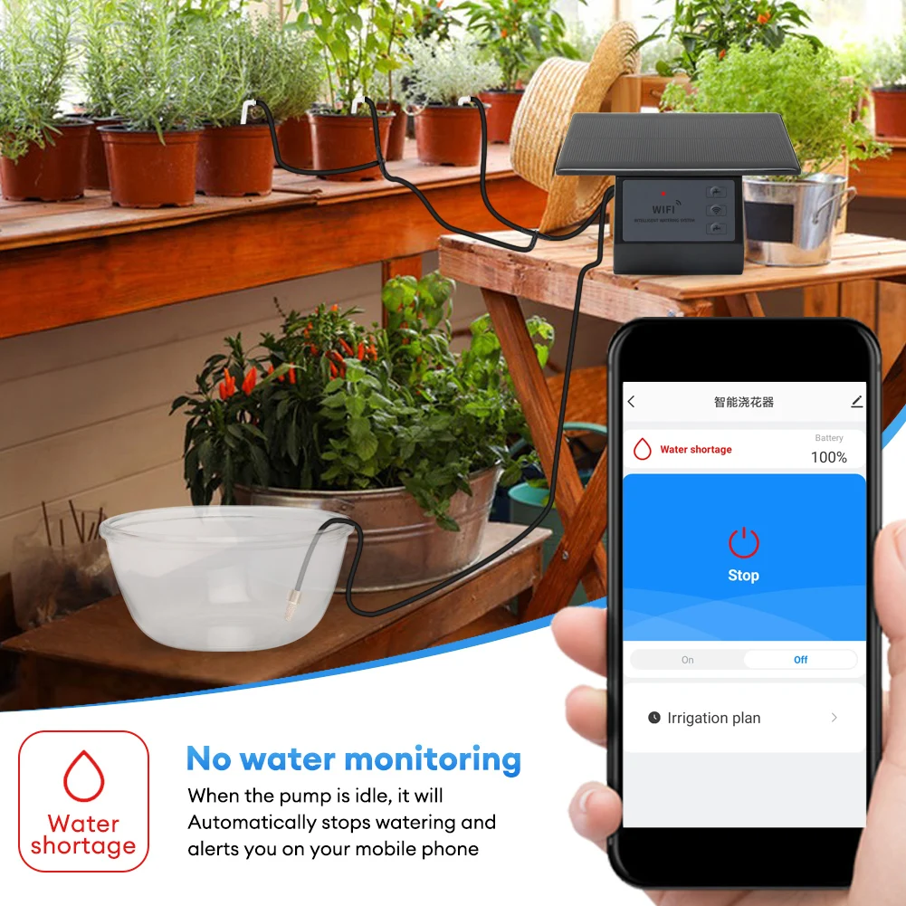 Household WIFI Solar Irrigation Timer Smart APP Control Automatic Irrigation System Outdoor Water Timer Garden Watering Tool