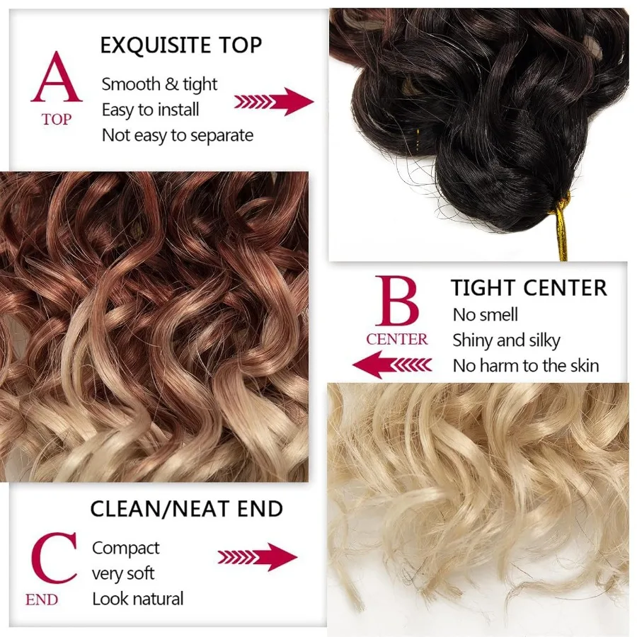 8 عبوات شعر كروشيه مجعد GoGo حليقة للنساء موجة عميقة تجديل الشعر الاصطناعية البوهيمي جديلة شعر كروشيه موجة المياه