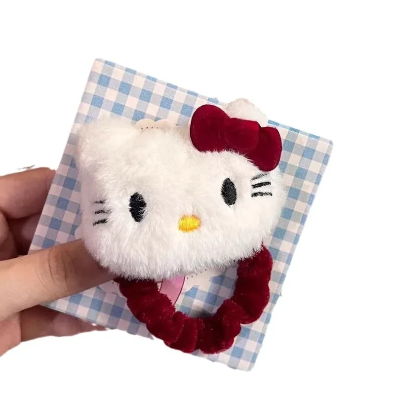 Sanrio Hello Kitty Hairstring Girls Hair Clip Anime Cartoon Cute Elastic Hair Ringe Ponytail Holder Hair Accessory Gifts