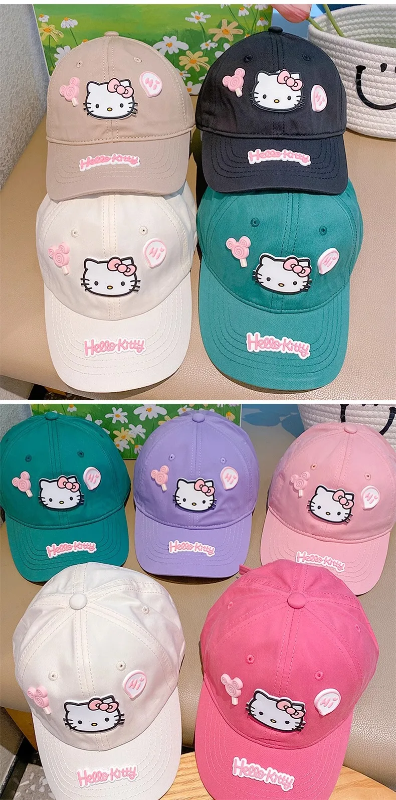 Hello Kitty Baseballkappe für Teenager, Frühling/Sommer 3D Cartoon Sanrio Entenschnabelmütze mit breiter Krempe, Reise-Sonnenhut, Urlaubsgeschenke – Detail 4