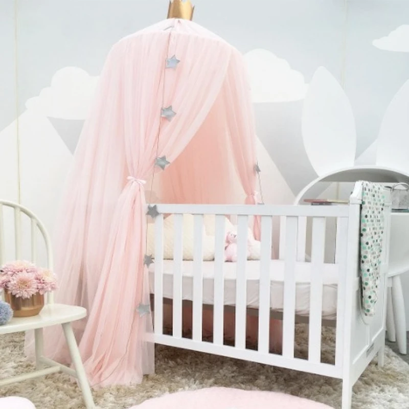 1pc Hanging Fairy Princess Mosquito Net Crown Round Screen Canopy Insect Bed Voile Garden Camping Anti-Mosquito Kids Room Decor