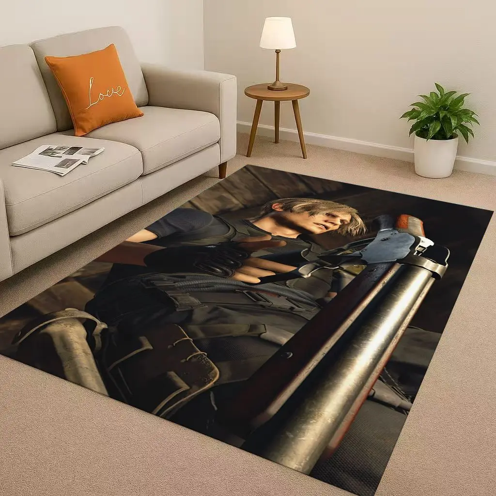 Leon R-Resident Evil Game Cartoon Living Room Non-Slip Area Rug Soft Carpet for Bedroom Playroom Sofa,Easy Clean Home Doormat