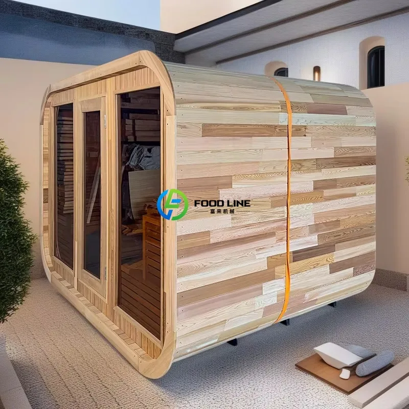Customized 8 Person High Quality Traditional Dry Steam Sauna Solid Sequoia Cubic Sauna Cabin With Double Sightseeing Windows