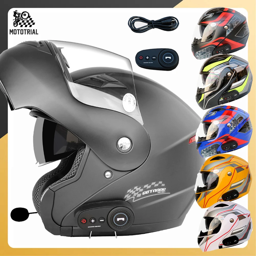 New Flip Up Motorcycle Helmet Anti-fog Dual Lens With Integrated Bluetooth Electric Motorcycle Helmet KUQIBAO  Casco Moto