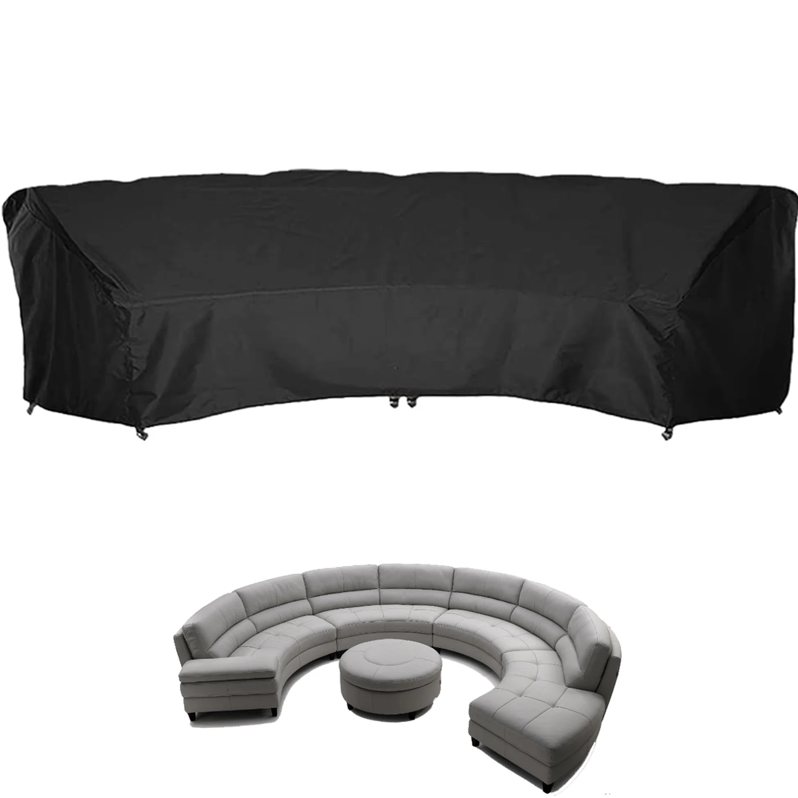 Outdoor Sectional Couch Cover, Sectional Curved Sofa Cover, Features Protection Cover Waterproof Sunproof Furniture Cover