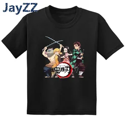 Camiseta de dibujos animados de Demon Slayer para niños, ropa divertida de hoja de fantasma para bebés y niños, camiseta de moda de verano, GKT5392