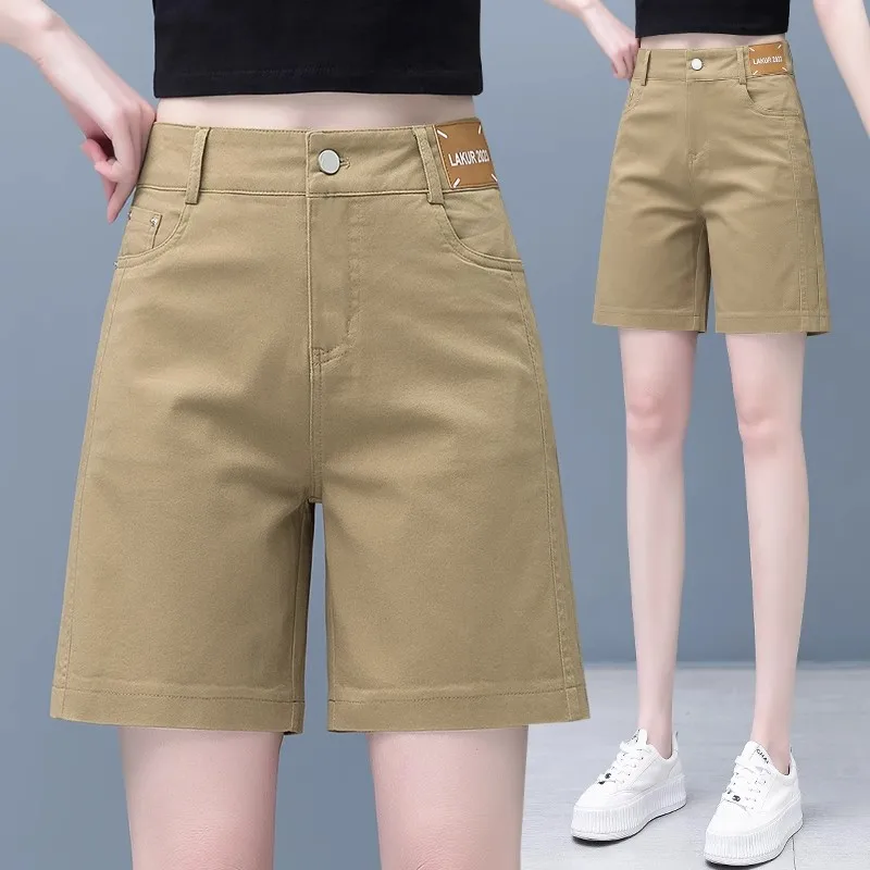 Slimming A-Line Short Jeans Women's Five-Quarter Loose Fit Summer New Style White Thin Straight Leg High Waist Casual Pants